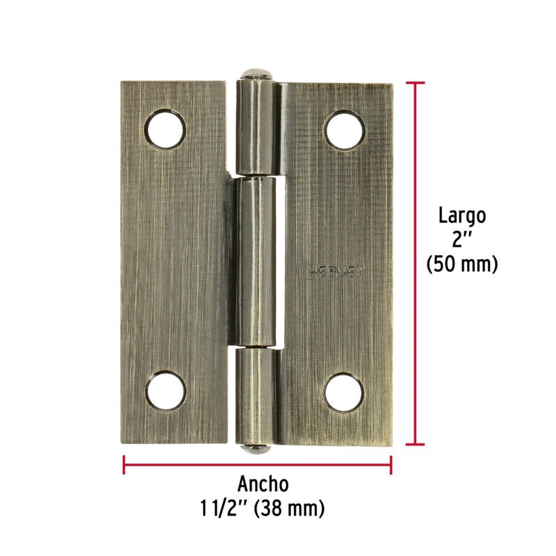 Código: 46911 Bisagra rectangular 2' latón antiguo, HERMEX BR-202