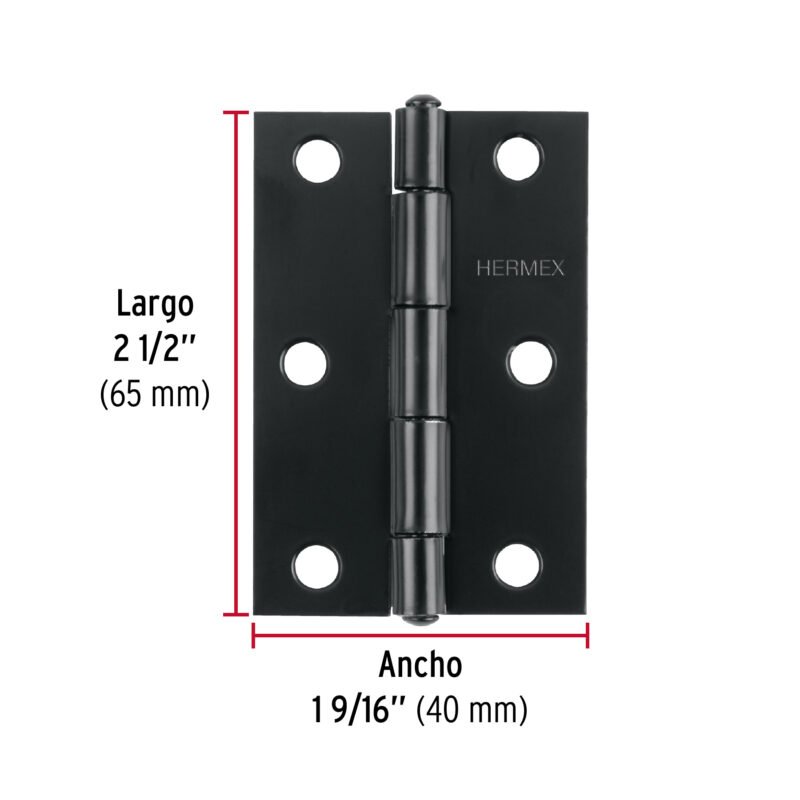 BR-256FC2.jpg Código: 45635 Bisagra rectangular 2-1/2' negra, HERMEX BR-256