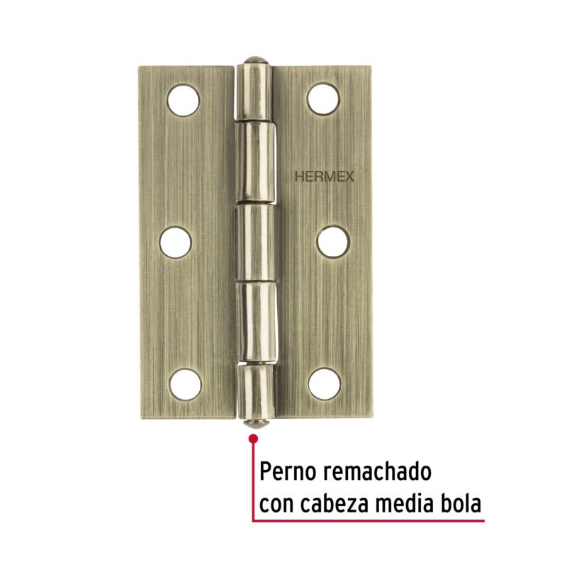 Código: 46913 Bisagra rectangular 3' latón antiguo, HERMEX BR-302