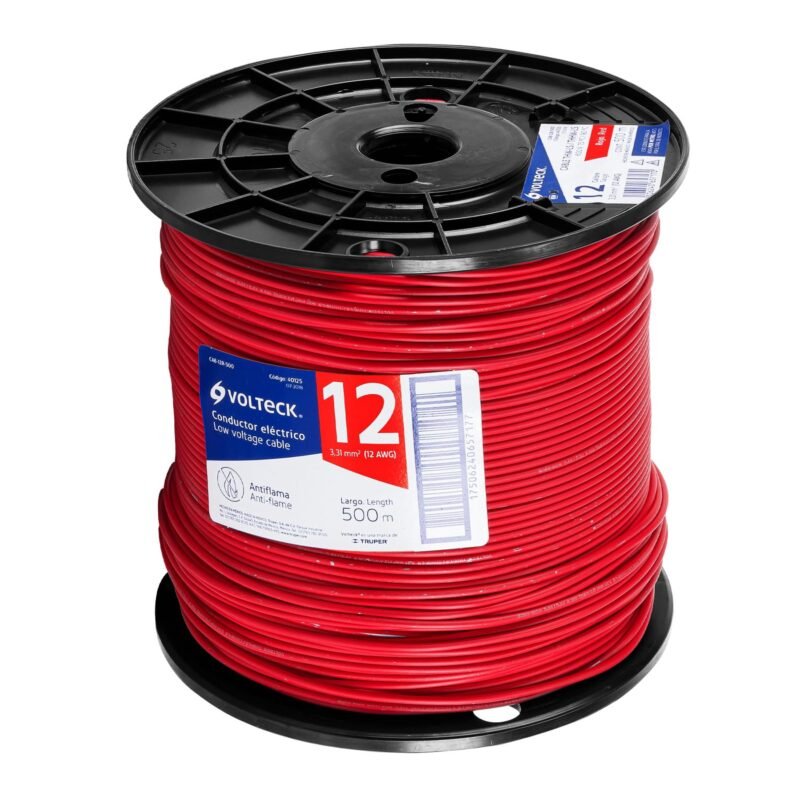 CAB-12R-500.jpg Código: 40125 Metro de cable THHW-LS 12 AWG rojo en carrete de 500 m CAB-12R-500