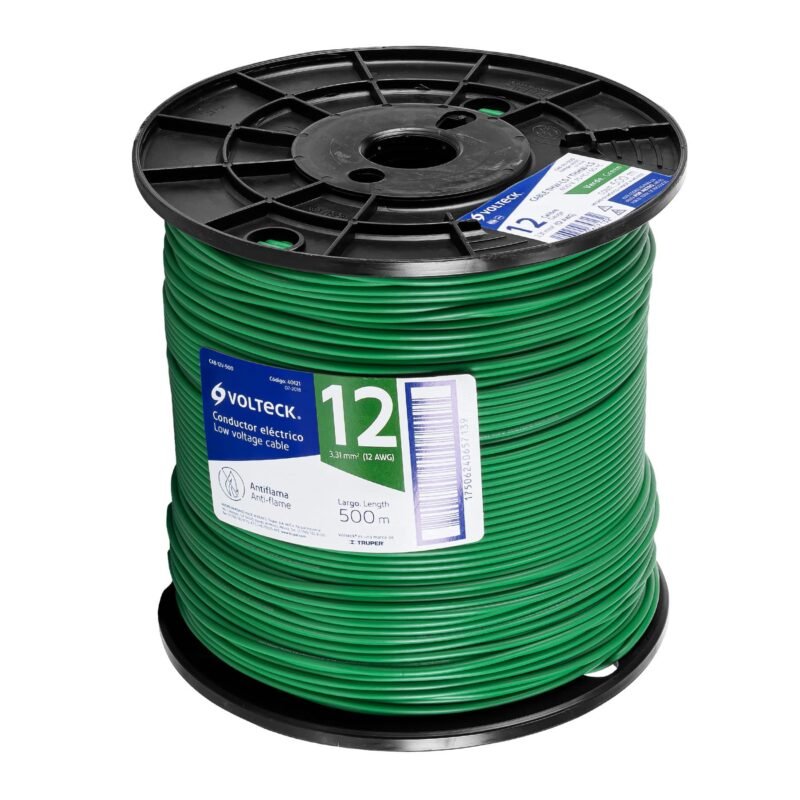 CAB-12V-500.jpg Código: 40121 Metro de cable THHW-LS 12 AWG verde en carrete de 500 m CAB-12V-500