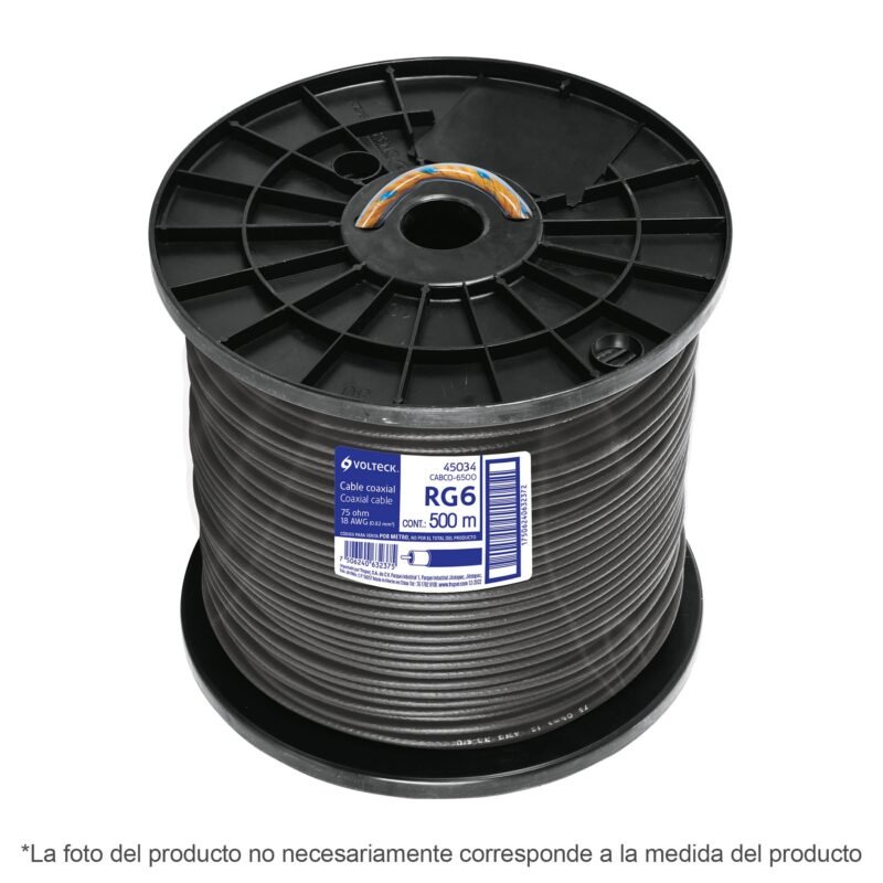 Código: 45030 Metro de cable coaxial RG6 en carrete de 305 m, Volteck CABCO-6300