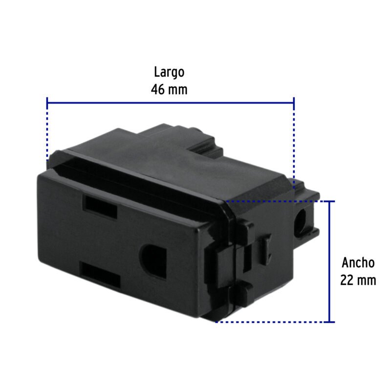 Código: 47605 Contacto sencillo, 2 polos + tierra, línea Italiana, negro COA-IN