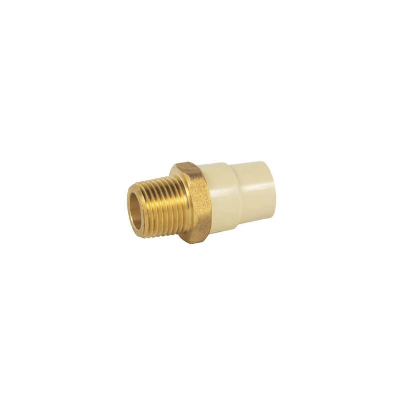 CPVC-651.jpg Código: 45104 Adaptador macho de CPVC 1/2' con inserto de latón, FOSET CPVC-651