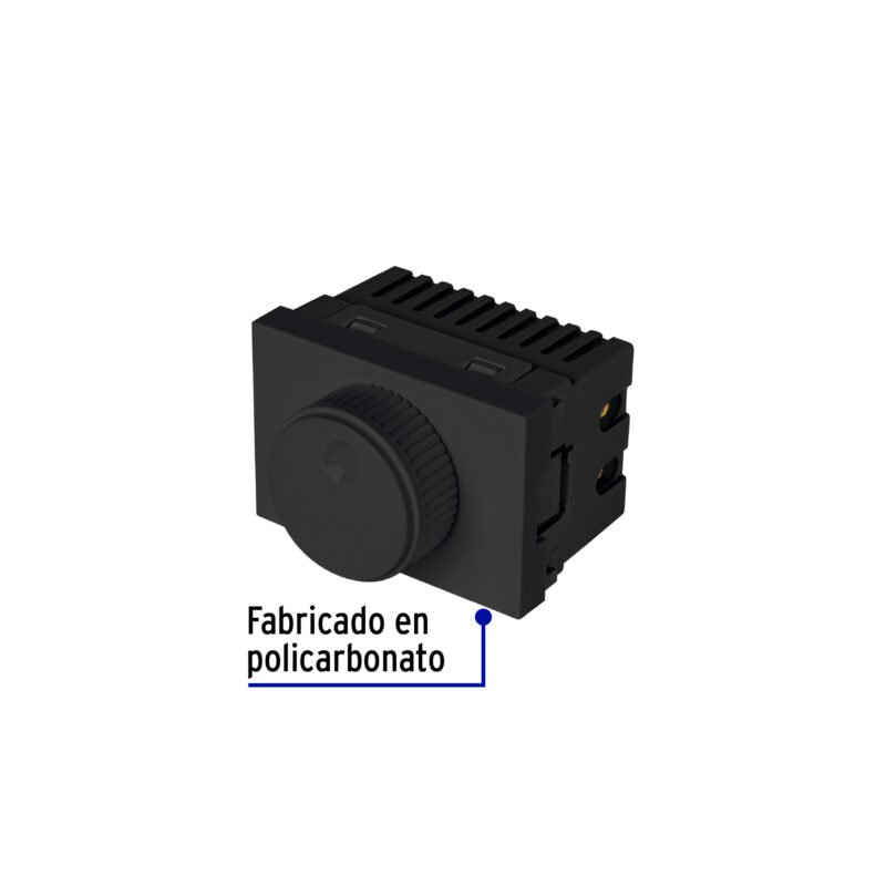 Código: 47886 Dimmer giratorio negro de 1.5 módulos, línea Lisboa, Volteck DIM15-LN