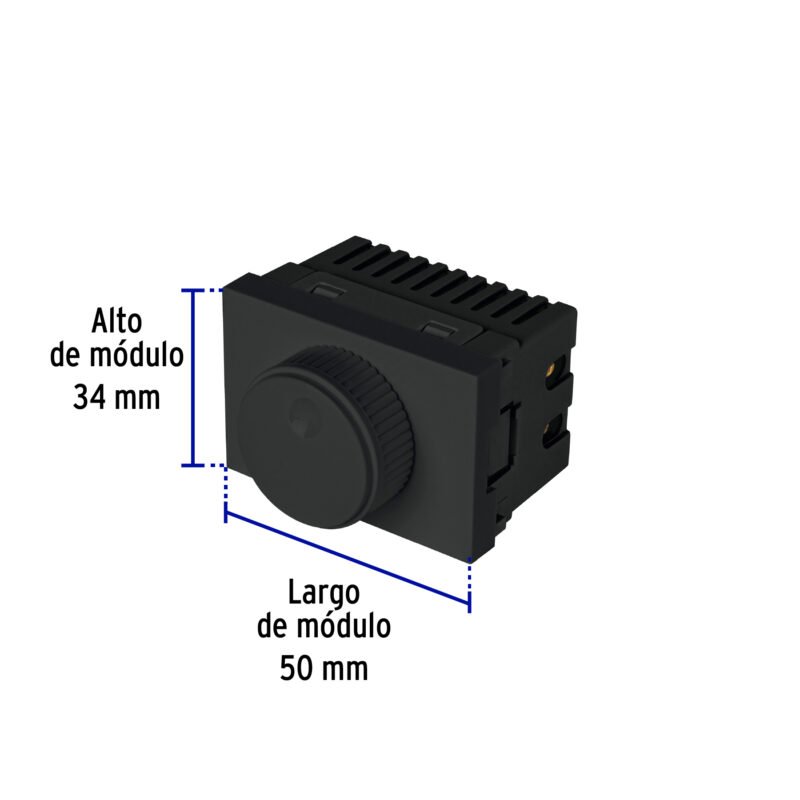 Código: 47886 Dimmer giratorio negro de 1.5 módulos, línea Lisboa, Volteck DIM15-LN