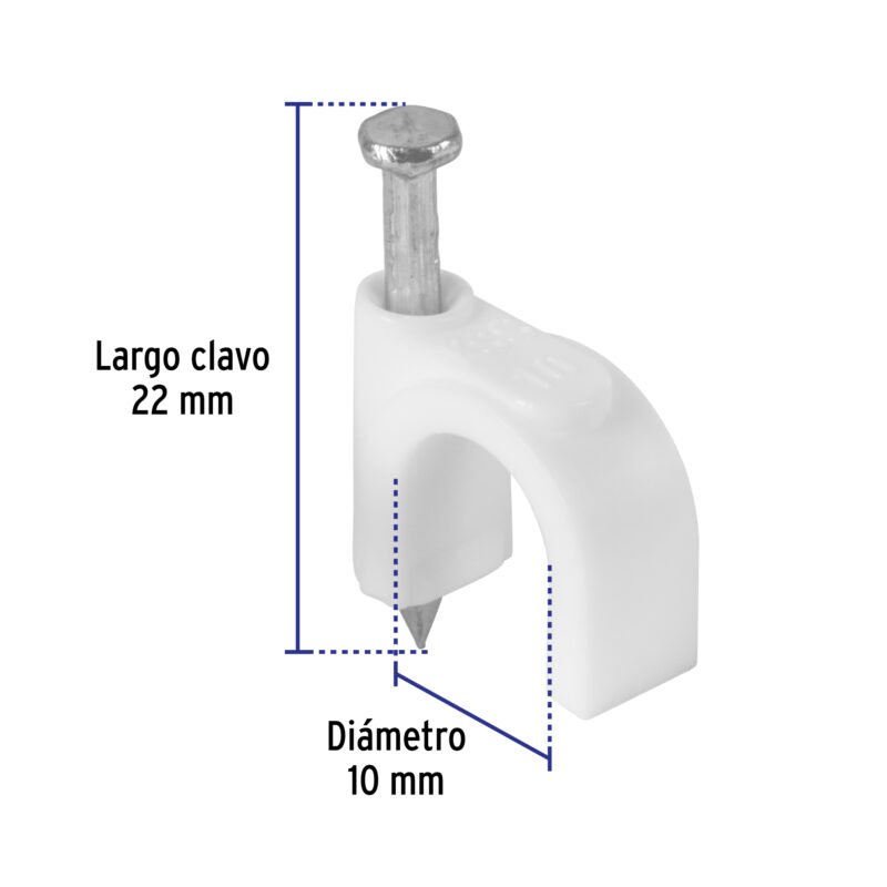 Código: 48274 Bolsa con 20 grapas blancas de 10 mm para cable redondo GCU-10B