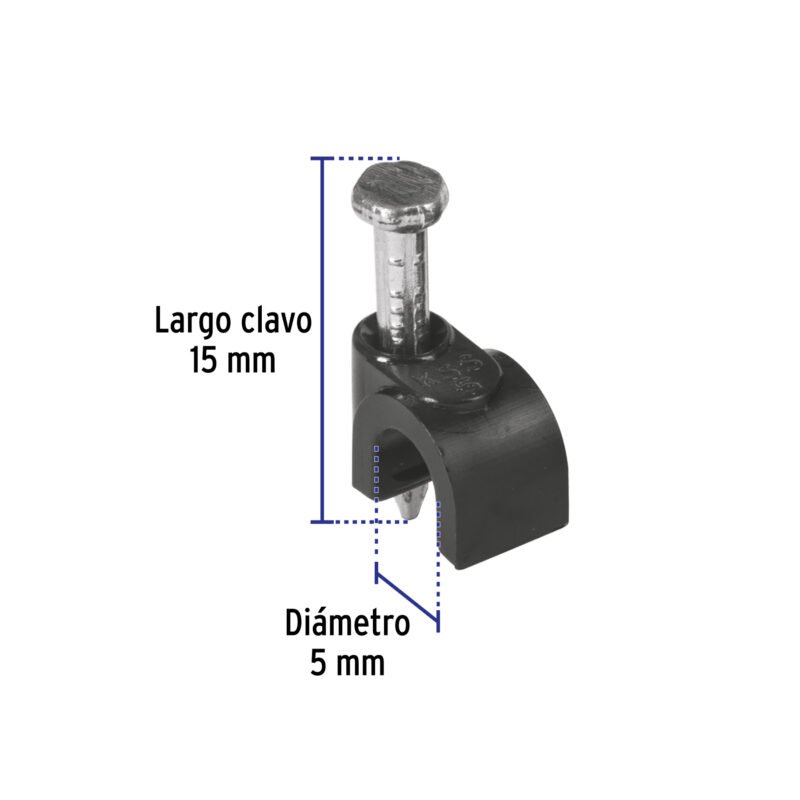 Código: 48280 Bolsa con 20 grapas negras de 5 mm para cable redondo GCU-5N
