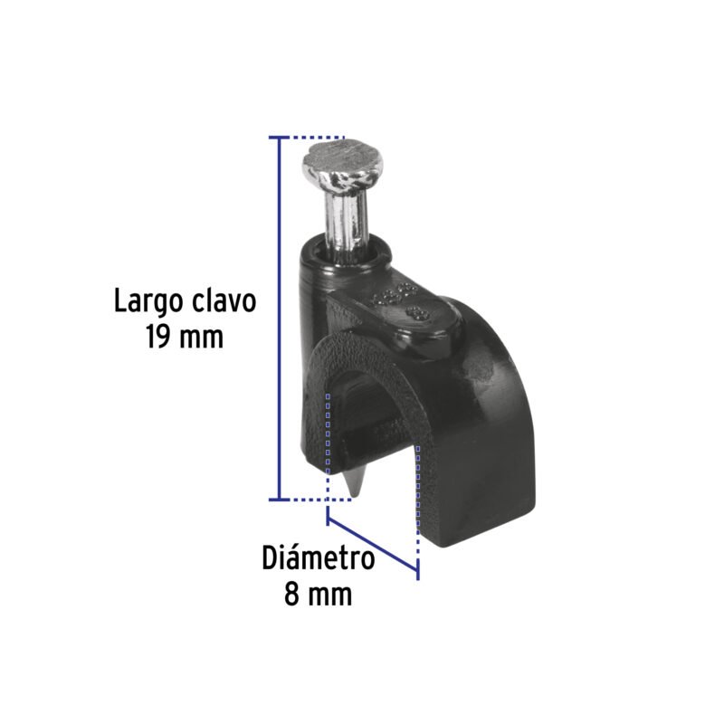 GCU-8NFC2.jpg Código: 48281 Bolsa con 20 grapas negras de 8 mm para cable redondo GCU-8N