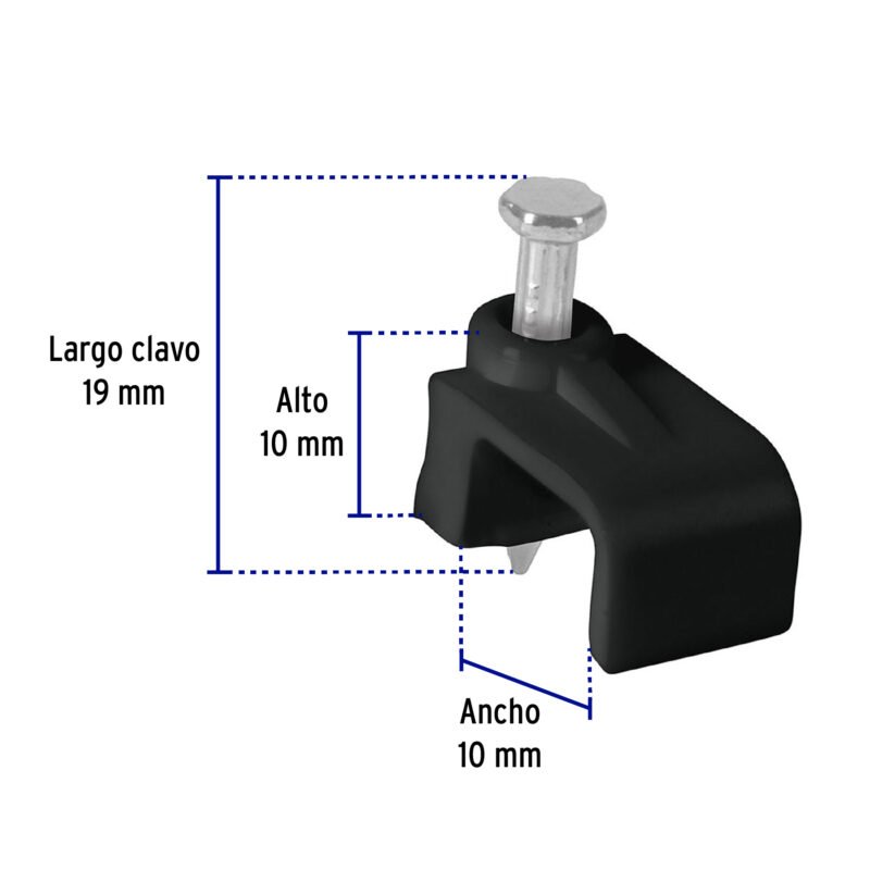 GPL-10NFC2.jpg Código: 48035 Bolsa con 20 grapas negras de 6 x 9.5 mm para cable plano GPL-10N