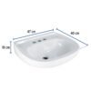 MUBA-10BFC1.jpg Código: 44002 Lavabo de porcelana con rebosadero, blanco, FOSET MUBA-10B