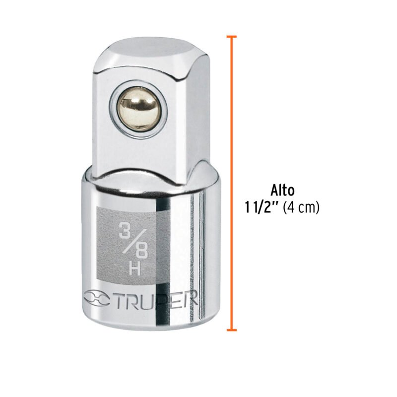 A-5253FC2.jpg Código: 13420 Adaptador para matraca de cuadro 3/8' a cuadro 1/2', Truper A-5253