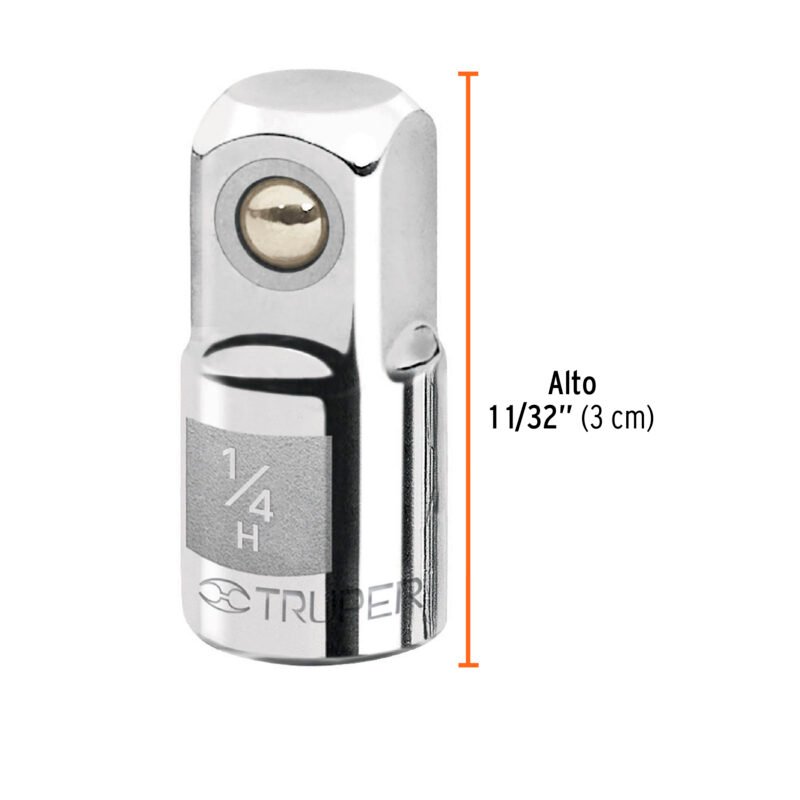 A-5256FC2.jpg Código: 13417 Adaptador para matraca de cuadro 1/4' a cuadro 3/8', Truper A-5256
