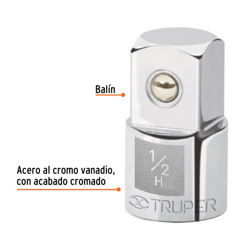 Código: 13426 Adaptador para matraca de cuadro 1/2' a cuadro 3/4', Truper A-5653