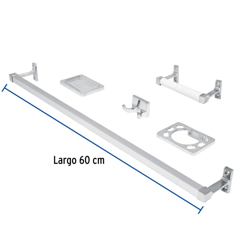 A-900FC2.jpg Código: 49607 Juego de 5 accesorios para baño, metálicos, cromo, BASIC A-900