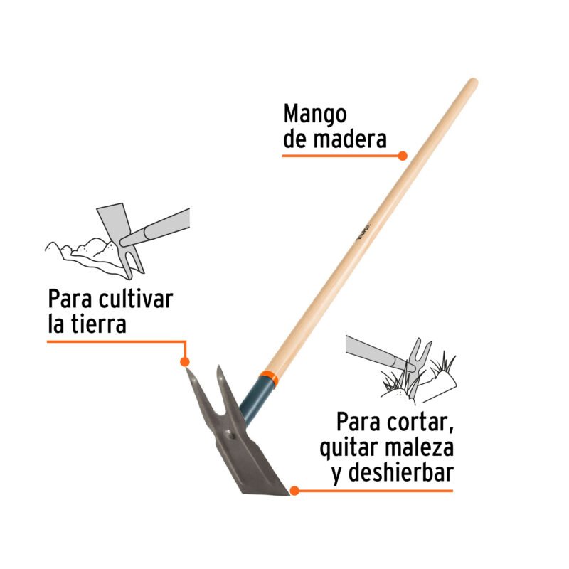 Print Código: 100752 Azadón dos cuernos, mango de madera 54', TRUPER A2C