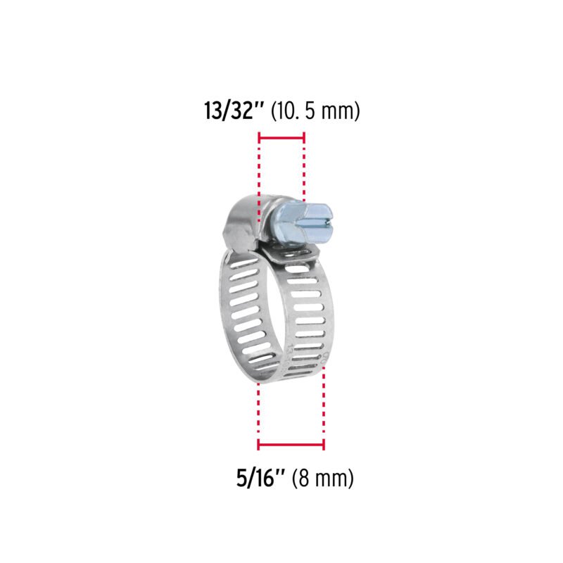 Código: 44231 Bolsa c/10 abrazaderas mini, sin fin reforzadas #6, 1/2-3/4' AB-06