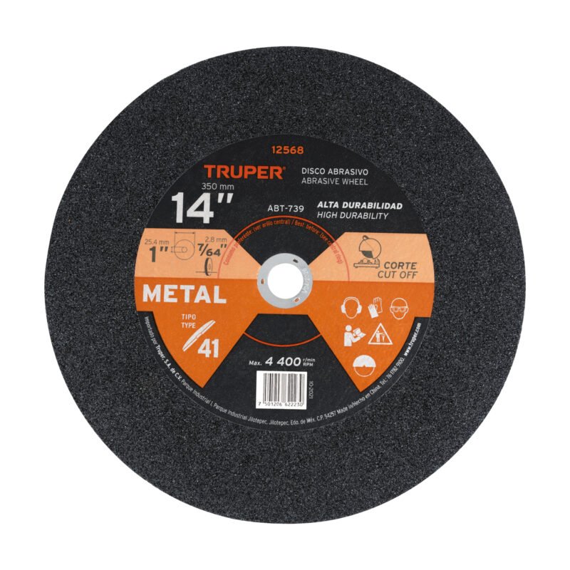 Código: 12568 Disco Tipo 41 de 14' x 3.1 mm para corte de metal, TRUPER ABT-739