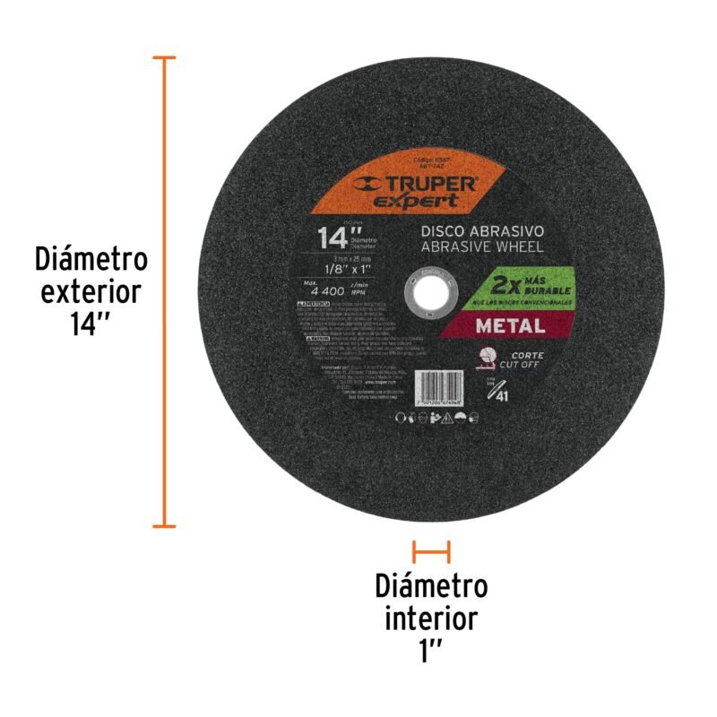 ABT-742FC1.jpg Código: 11567 Disco Tipo 41 de 14' x 3.4 mm para corte de metal, EXPERT ABT-742