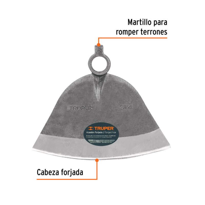 ACO-3FC1.jpg Código: 11531 Azadón Córdoba No. 3 de 2.8 lb, sin mango, TRUPER ACO-3