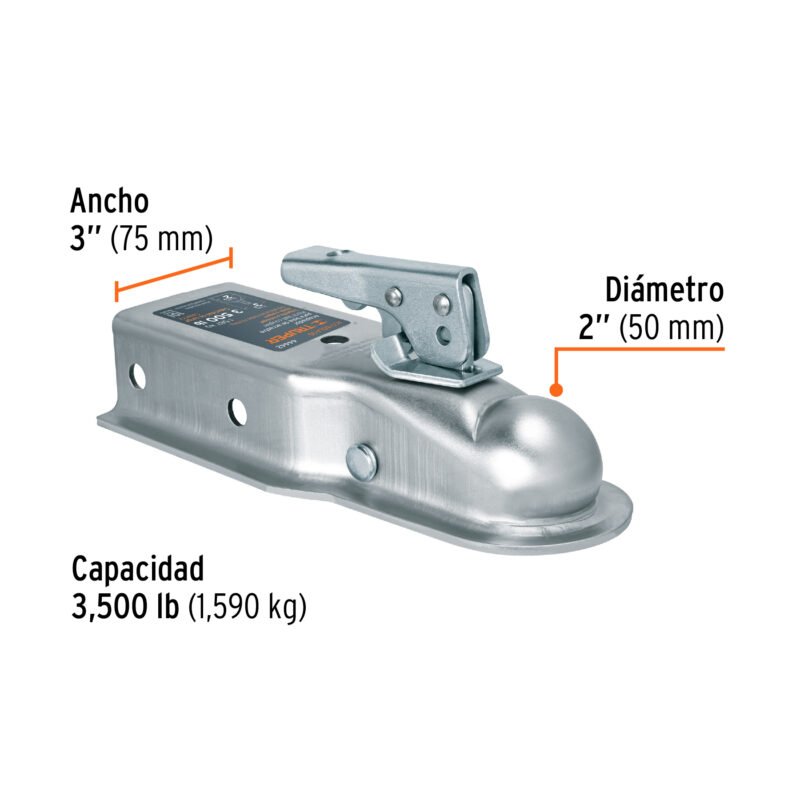ACO-BOLA-35FC2.jpg Código: 44442 Acoplador para remolque, para bola de 2', Truper ACO-BOLA-35