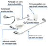 Código: 49640 Juego de 6 accesorios para baño metálicos, Foset Aero AEA-7000