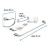 Código: 49640 Juego de 6 accesorios para baño metálicos, Foset Aero AEA-7000