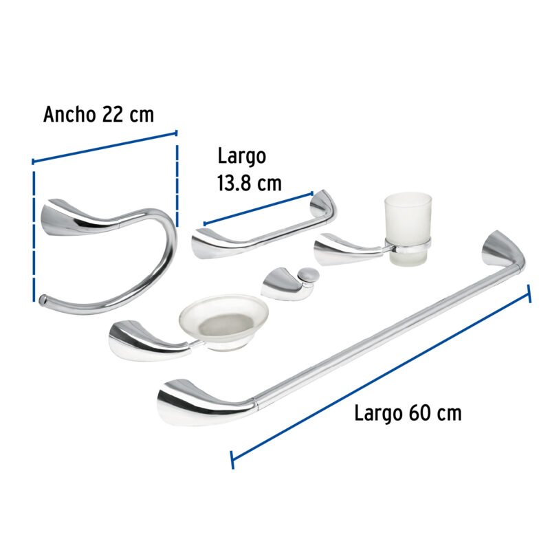 AEA-7000FC2.jpg Código: 49640 Juego de 6 accesorios para baño metálicos, Foset Aero AEA-7000