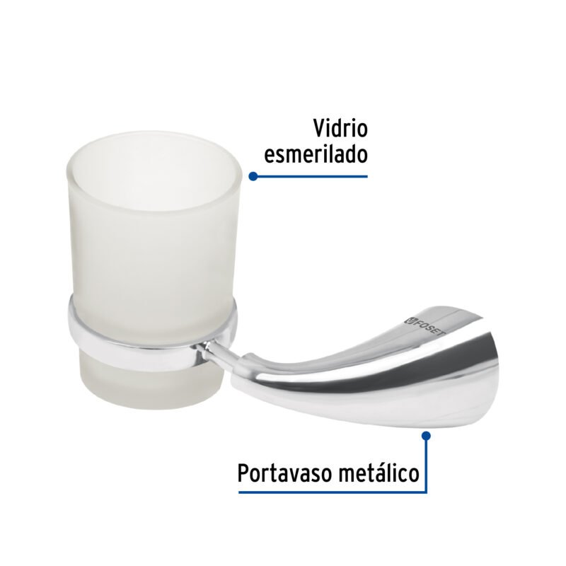 AEA-71FC1.jpg Código: 49632 Portavaso cepillero metálico con vaso de vidrio, Foset Aero AEA-71