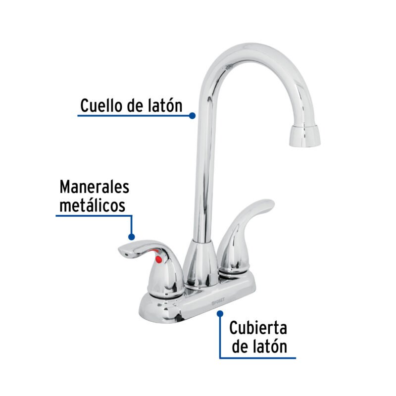 AEM-43FC1.jpg Código: 49766 Mezcladora 4' cuello tipo bar para lavabo, Foset Aero AEM-43