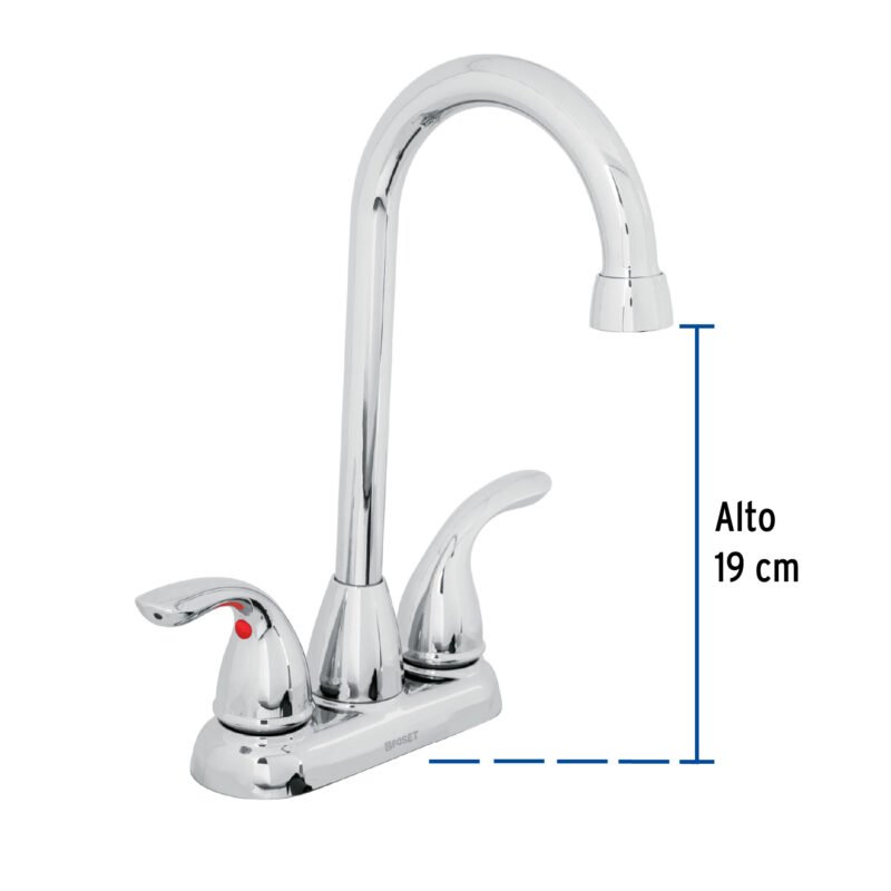 AEM-43FC2.jpg Código: 49766 Mezcladora 4' cuello tipo bar para lavabo, Foset Aero AEM-43