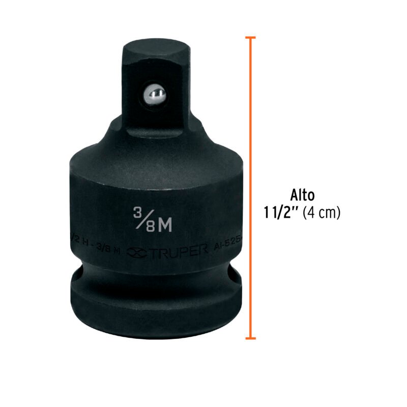 AI-5254FC2.jpg Código: 100906 Adaptador de impacto 1/2' (H) x 3/8' (M), Truper AI-5254