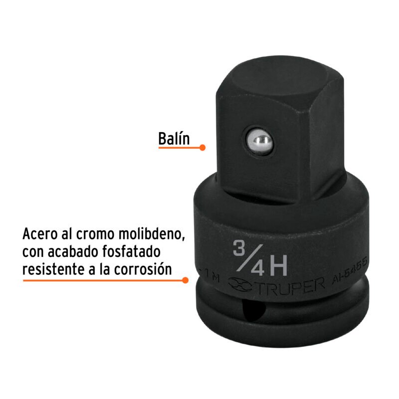 AI-5455FC1.jpg Código: 100950 Adaptador de Impacto 3/4' (H) x 1' (M), Truper AI-5455