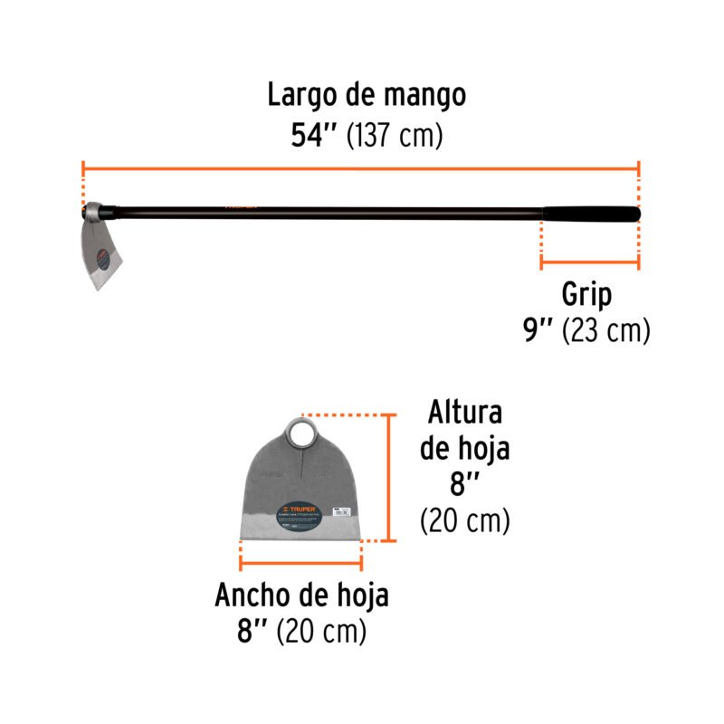 AL-2MFC2.jpg Código: 10618 Azadón Lane No. 2 de 2.0 lb, mango de fibra 54', TRUPER AL-2M