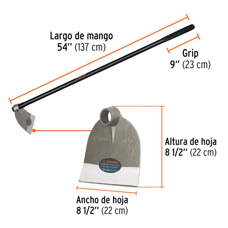 AL-3MFC2.jpg Código: 10621 Azadón Lane No. 3 de 2.1 lb, mango de fibra 54', TRUPER AL-3M
