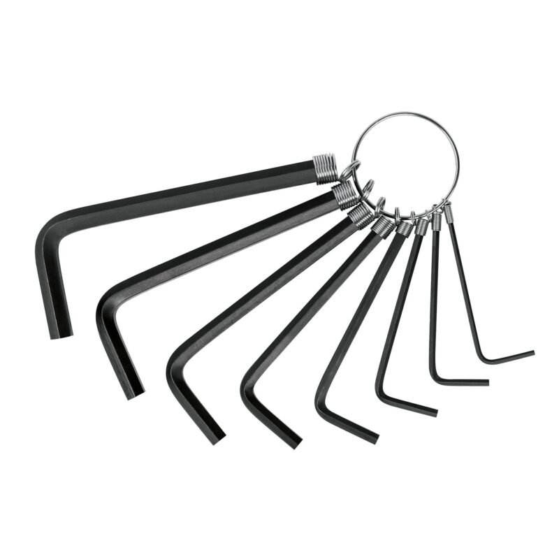 ALL-P8M.jpg Código: 21851 Juego de 8 llaves allen mm tipo llavero, punta hex, PRETUL ALL-P8M