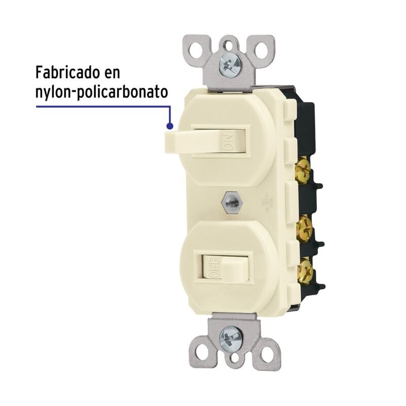 Código: 46002 Interruptor dúplex de palanca, Standard, marfil, Volteck APDO-S