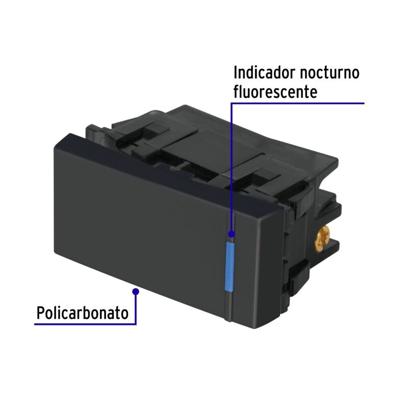 Código: 47985 Interruptor sencillo 1 módulo, línea Española, color negro APSE-EN