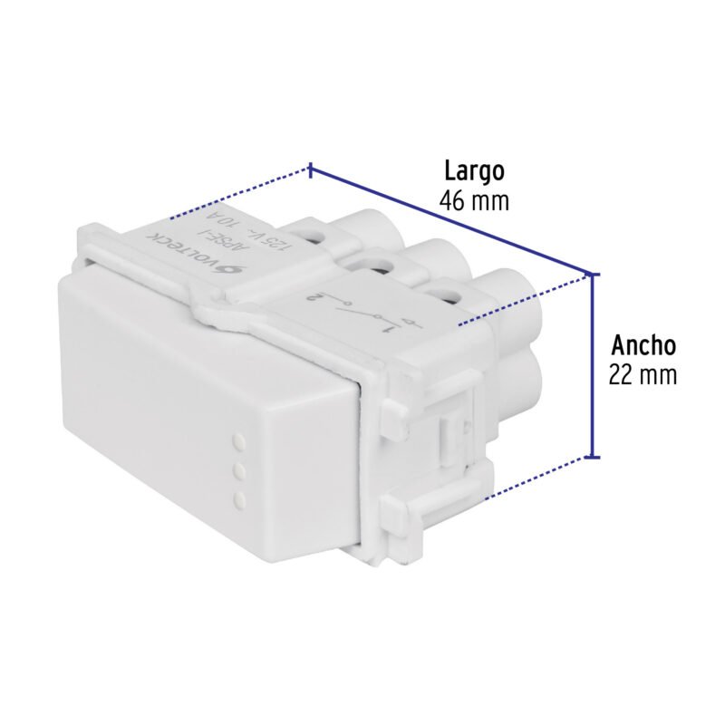 APSE-IBFC1.jpg Código: 48132 Interruptor sencillo, línea Italiana, color blanco, Volteck APSE-IB