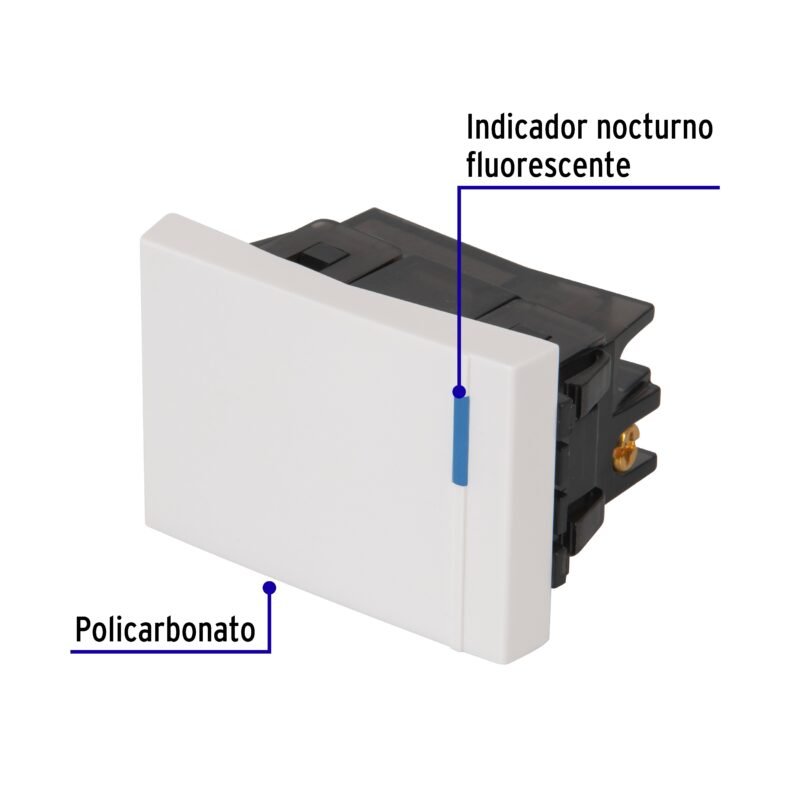 Código: 47046 Interruptor sencillo 1.5 módulos,línea Española,color blanco APSE15-EB