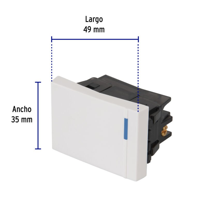 Código: 47046 Interruptor sencillo 1.5 módulos,línea Española,color blanco APSE15-EB