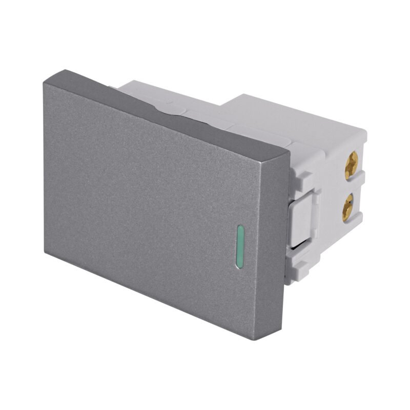 Código: 47824 Interruptor 3 vías acero inox de 1.5 módulos, línea Lisboa APSE15-ELA