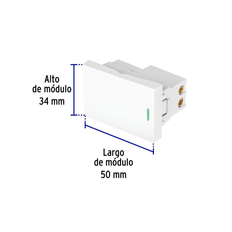 Código: 47941 Interruptor sencillo blanco de 1.5 módulos, línea Lisboa APSE15-LB