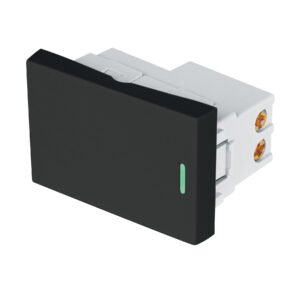 Código: 47874 Interruptor sencillo negro de 1.5 módulos, línea Lisboa APSE15-LN