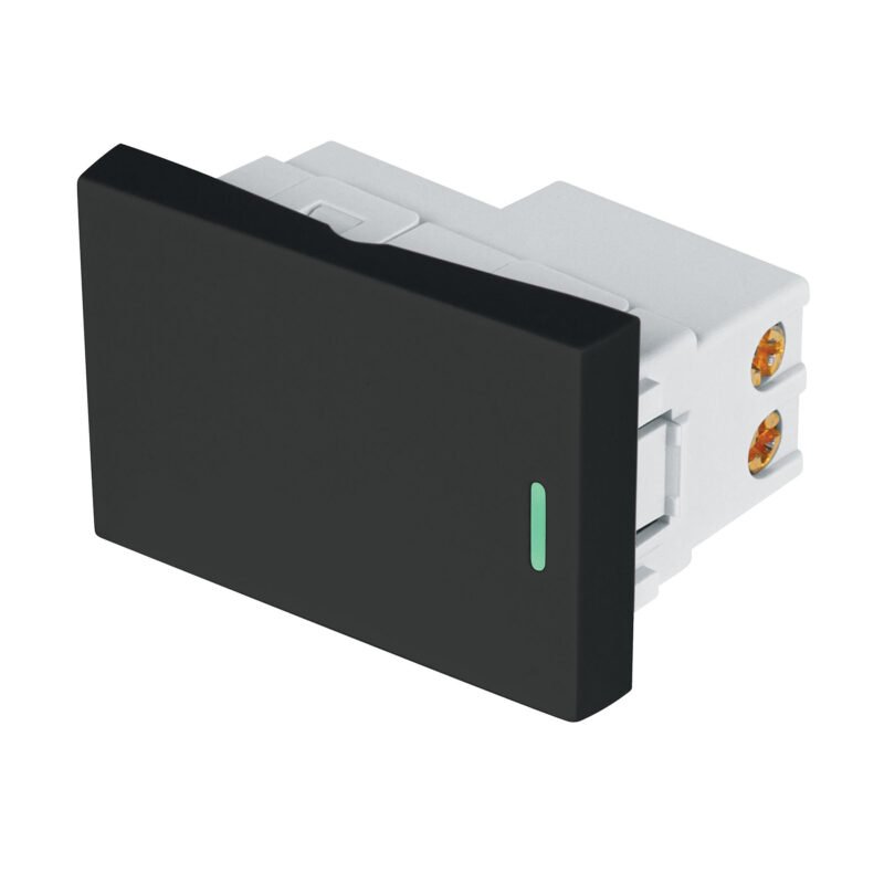 Código: 47874 Interruptor sencillo negro de 1.5 módulos, línea Lisboa APSE15-LN