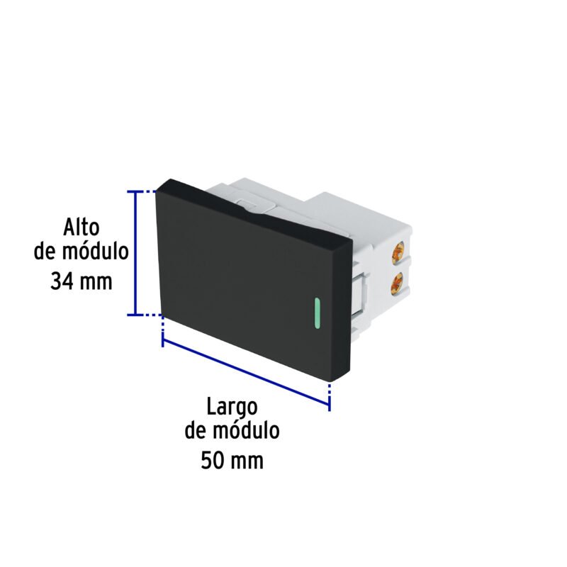 Código: 47874 Interruptor sencillo negro de 1.5 módulos, línea Lisboa APSE15-LN