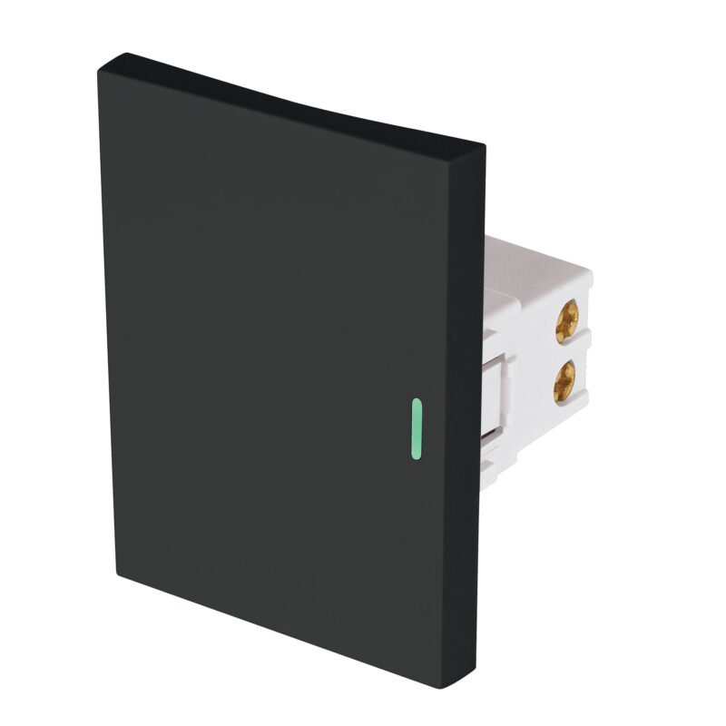 Código: 47875 Interruptor sencillo negro de 3 módulos, línea Lisboa APSE3-LN