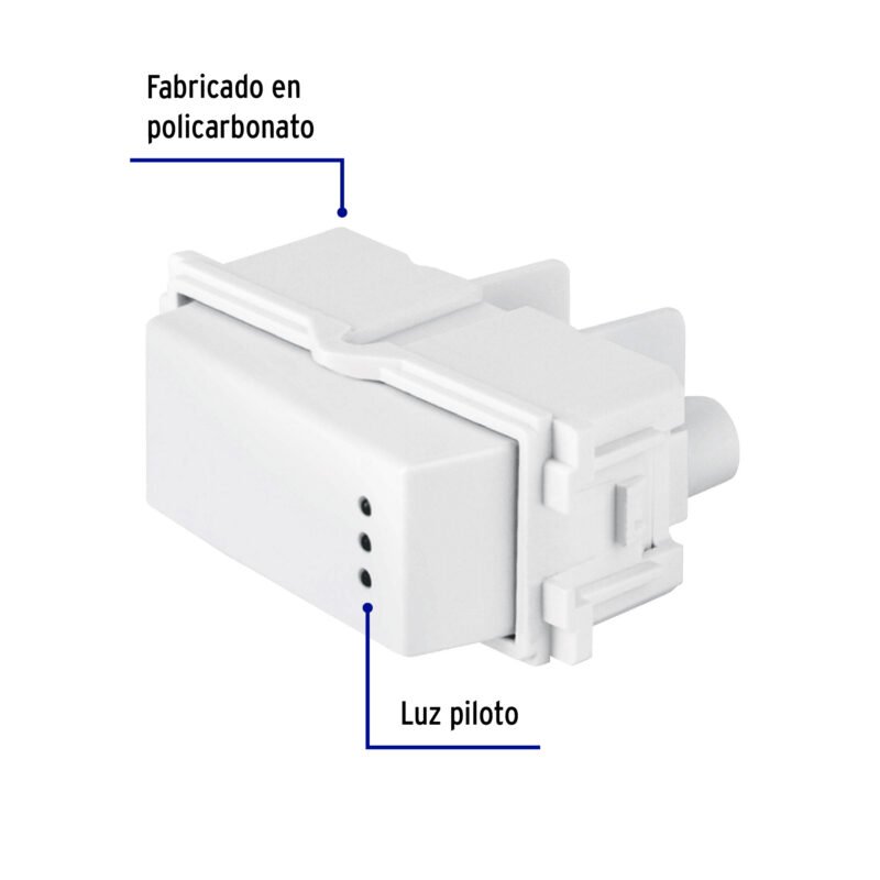 APSEP-IBFC1.jpg Código: 48053 Interruptor sencillo con luz piloto, línea Italiana, blanco APSEP-IB