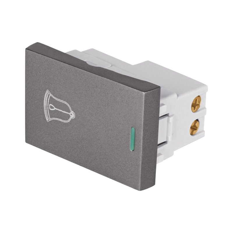 Código: 47826 Interruptor timbre acero inox de 1.5 módulos, línea Lisboa APTI15-LA