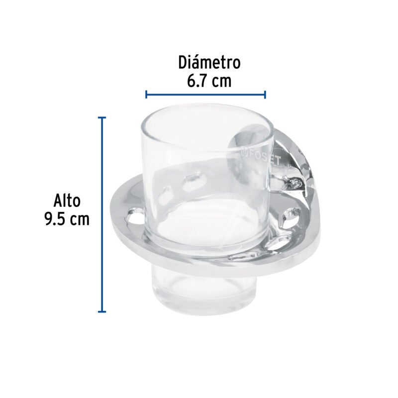 AQA-71FC2.jpg Código: 49398 Portavaso cepillero metálico con vaso de vidrio, Foset Aqua AQA-71